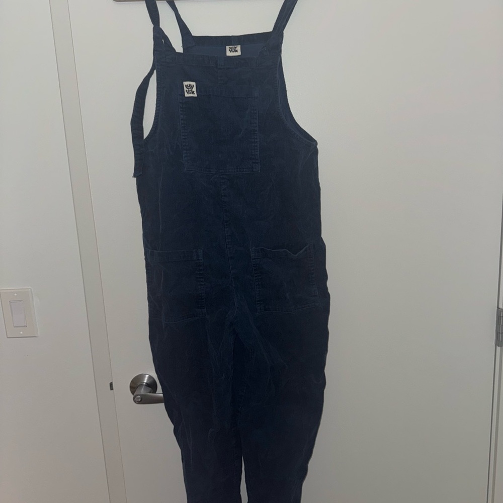 Lucy and Yak “The Organic Original” corduory dungarees in sea blue